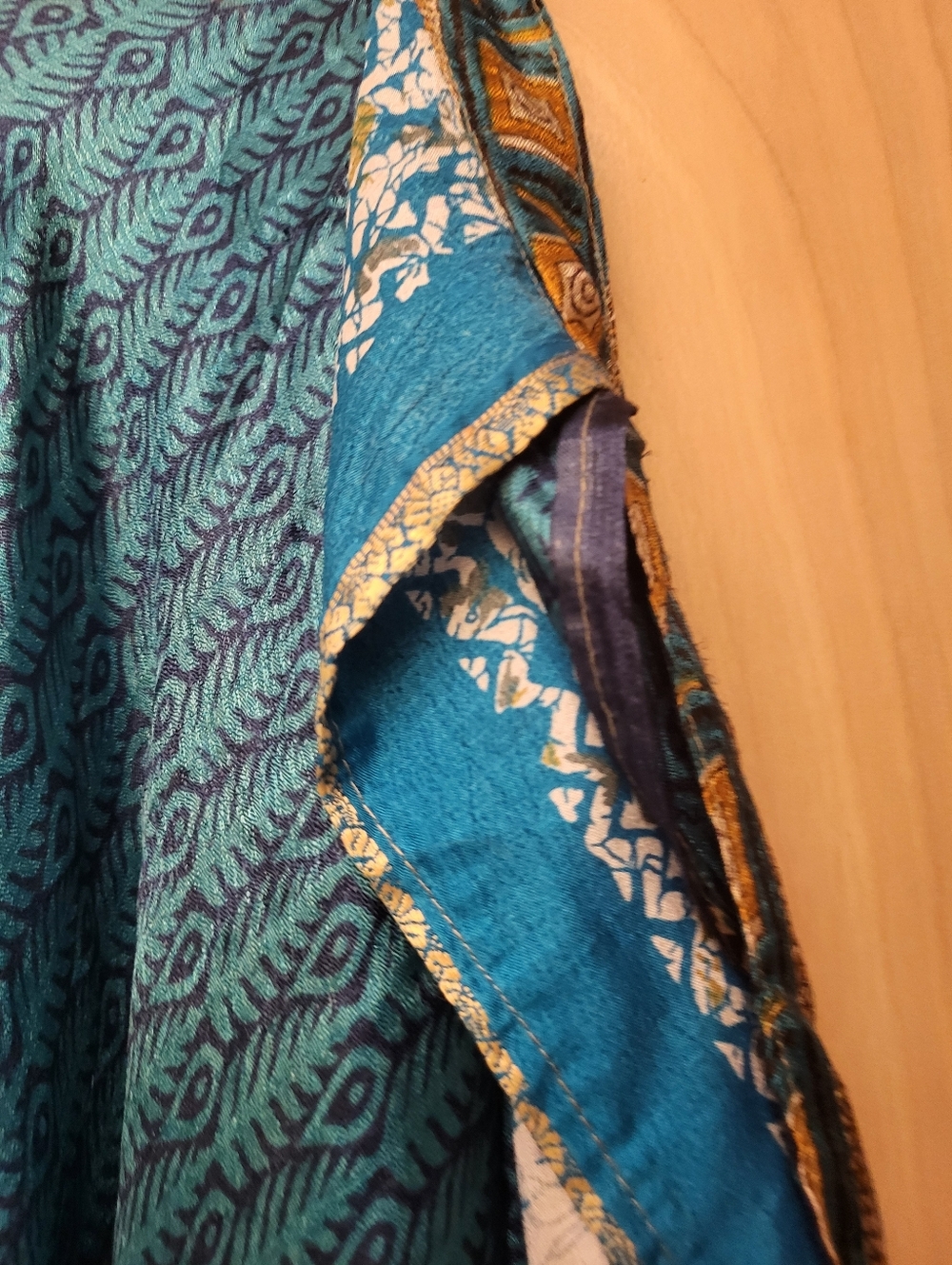 Blue Gold Boho Reversible Tie Summer Beach Swim Skirt Sz Free S To 2X - Picture 2 of 6